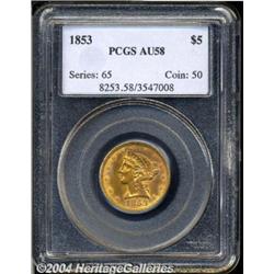 1853[$5] AU58 PCGS.