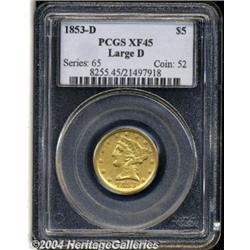 1853-D[$5] Large D XF45 PCGS.