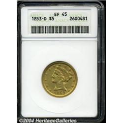 1853-D[$5] Large D XF45 ANACS.