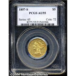 1857-S[$5] AU55 PCGS.