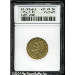1859-D[$5] Medium D--Scratched--ANACS. XF Details, Net VF30.
