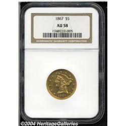 1867[$5] AU58 NGC.