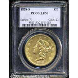 1858-S[$20] AU50 PCGS.