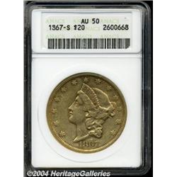 1867-S[$20] AU50 ANACS.