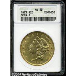 1873[$20] Open 3 AU55 ANACS.