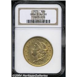 1873[$20] Open 3 AU58 NGC.