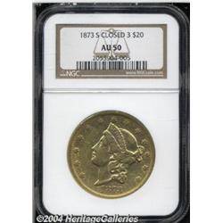 1873-S[$20] Closed 3 AU50 NGC.
