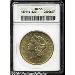 1891-S[$20] AU58 ANACS.