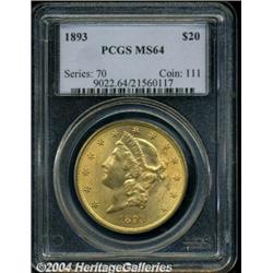 1893[$20] MS64 PCGS.