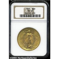 1907[$20] Arabic Numerals MS65 NGC.