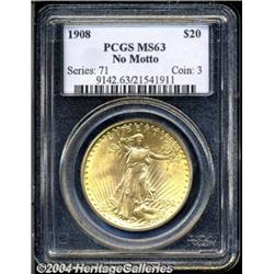 1908[$20] No Motto MS63 PCGS.
