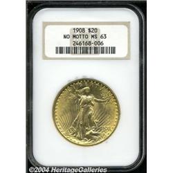 1908[$20] No Motto MS63 NGC.