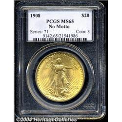 1908[$20] No Motto MS65 PCGS.