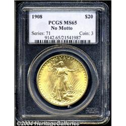 1908[$20] No Motto MS65 PCGS.