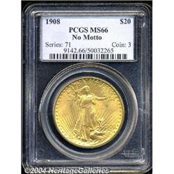 1908[$20] No Motto MS66 PCGS.