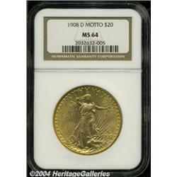 1908-D[$20] Motto MS64 NGC.