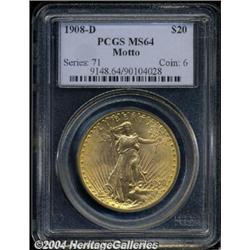 1908-D[$20] Motto MS64 PCGS.