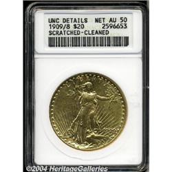1909/8 [$20] AU50--Scratched, Cleaned--ANACS.