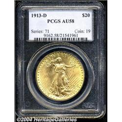 1913-D[$20] AU58 PCGS.