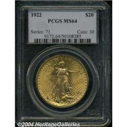 1922[$20] MS64 PCGS.
