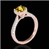 Image 2 : 1.5 CTW Certified Si/I Fancy Intense Yellow Diamond Solitaire Halo Ring 10K Rose Gold - REF-177A6X -