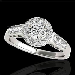 1.55 CTW H-SI/I Certified Diamond Solitaire Halo Ring 10K White Gold - REF-180N2Y - 34360