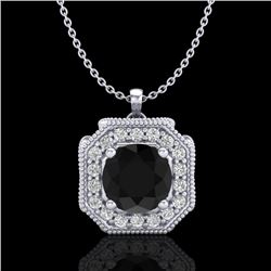 1.54 CTW Fancy Black Diamond Solitaire Art Deco Stud Necklace 18K White Gold - REF-120T2M - 38290