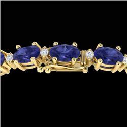 19.7 CTW Tanzanite & VS/SI Certified Diamond Eternity Bracelet 10K Yellow Gold - REF-187M6H - 29381