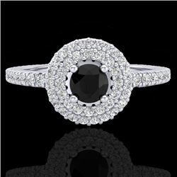 0.80 CTW Micro VS/SI Diamond Designer Ring 18K White Gold - REF-59W5F - 20893