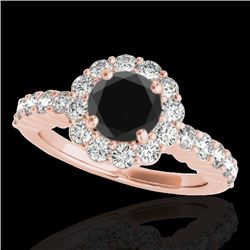 1.75 CTW Certified VS Black Diamond Solitaire Halo Ring 10K Rose Gold - REF-89T3M - 34163