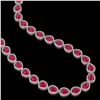Image 2 : 64.01 CTW Ruby & Diamond Halo Necklace 10K White Gold - REF-785M8H - 41189