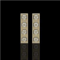 5.31 CTW Princess Diamond Designer Earrings 18K Yellow Gold - REF-978X4T - 42640