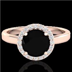 2 CTW Halo VS/SI Diamond Micro Pave Ring Solitaire 14K Rose Gold - REF-70T4M - 21619