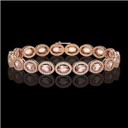 14.25 CTW Morganite & Diamond Halo Bracelet 10K Rose Gold - REF-294H2A - 40464