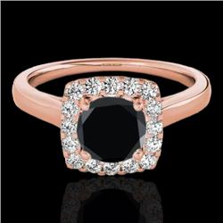 1.37 CTW Certified VS Black Diamond Solitaire Halo Ring 10K Rose Gold - REF-68M2H - 33413