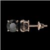 Image 2 : 1.61 CTW Fancy Black VS Diamond Solitaire Stud Earrings 10K Rose Gold - REF-36A2X - 36613