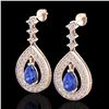 Image 1 : 2.25 CTW Tanzanite & Micro Pave VS/SI Diamond Earrings Designer 14K Rose Gold - REF-109H3A - 23158