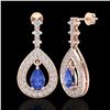 Image 2 : 2.25 CTW Tanzanite & Micro Pave VS/SI Diamond Earrings Designer 14K Rose Gold - REF-109H3A - 23158