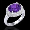 Image 1 : 4 CTW Amethyst & Micro Pave VS/SI Diamond Ring 18K White Gold - REF-98M5H - 20902