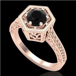 0.77 CTW Fancy Black Diamond Solitaire Engagement Art Deco Ring 18K Rose Gold - REF-68A2X - 37500