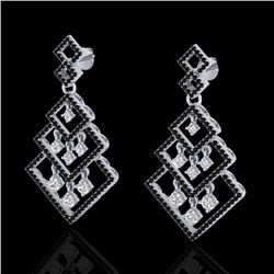 3 CTW Micro Pave Black & White VS/SI Diamond Earrings 14K White Gold - REF-249X3T - 22487