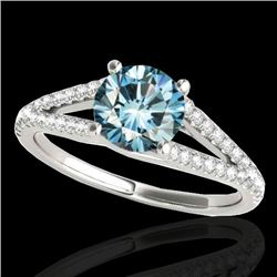 1.75 CTW Si Certified Fancy Blue Diamond Solitaire Ring 10K White Gold - REF-254W5F - 35311