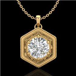 0.76 CTW VS/SI Diamond Solitaire Art Deco Necklace 18K Yellow Gold - REF-178F2N - 36904