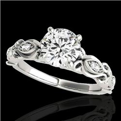 1.1 CTW H-SI/I Certified Diamond Solitaire Antique Ring 10K White Gold - REF-156K4W - 34630