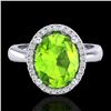 Image 1 : 2.50 CTW Peridot & Micro Pave VS/SI Diamond Ring Halo 18K White Gold - REF-54T8M - 21110