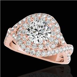 1.75 CTW H-SI/I Certified Diamond Solitaire Halo Ring 10K Rose Gold - REF-209W3F - 33865