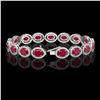 Image 2 : 22.89 CTW Ruby & Diamond Halo Bracelet 10K White Gold - REF-291N5Y - 40604