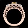 Image 4 : 2.16 CTW Intense Fancy Yellow Diamond Art Deco 3 Stone Ring 18K Rose Gold - REF-270M9H - 37673