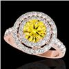 Image 1 : 3 CTW Certified Si/I Fancy Intense Yellow Diamond Solitaire Halo Ring 10K Rose Gold - REF-388T2M - 3