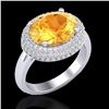 Image 1 : 4 CTW Citrine & Micro Pave VS/SI Diamond Ring 18K White Gold - REF-98X5T - 20911